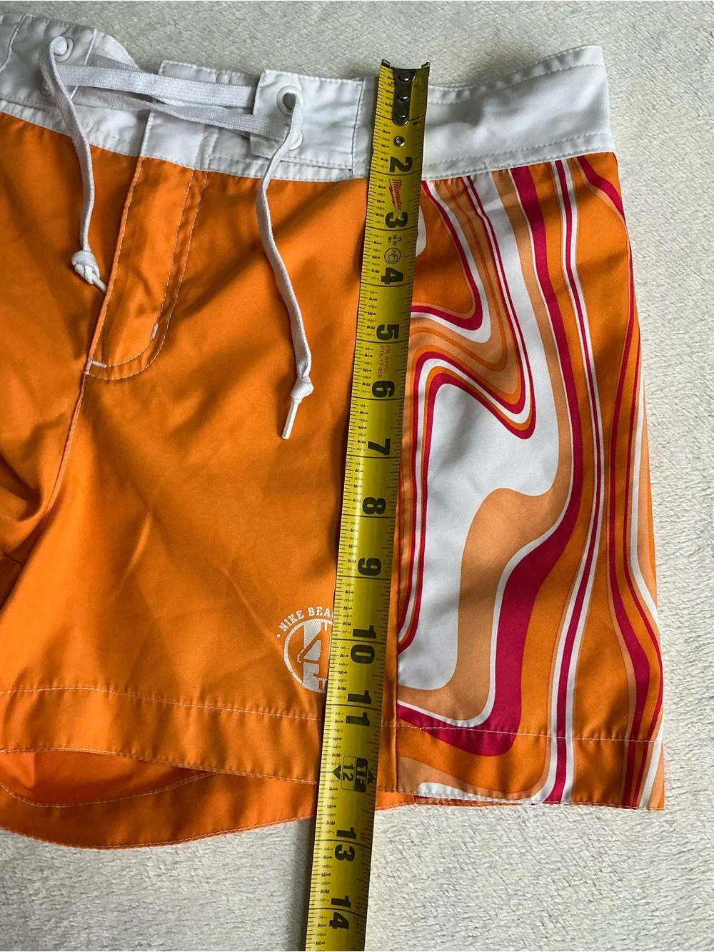Nike Beach League Women's Swim Board Shorts Size Small 4-6 Orange Abstract